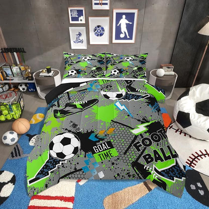 Erosebridal Boys Soccer Twin Comforter Set for Kids Boys Girls,Lightning Football Bedding Set,Sports Lover Duvet Insert Lightweight,Sports Game Quilt Bedroom Decor