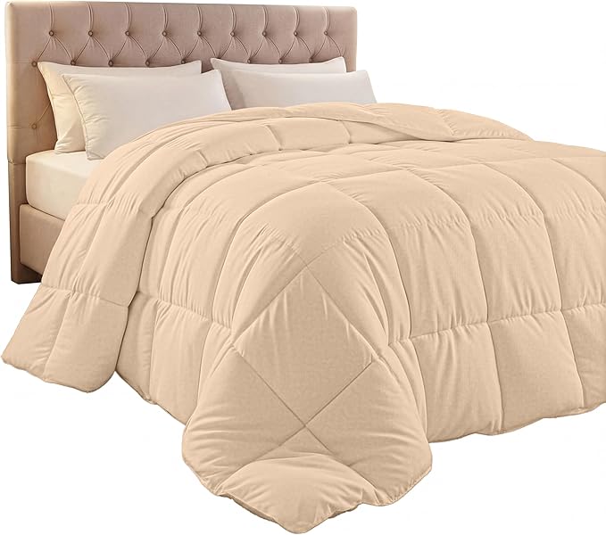 Utopia Bedding Comforter Duvet Insert, Quilted Comforter with Corner Tabs, Box Stitched Down Alternative Comforters Queen Size (Beige)