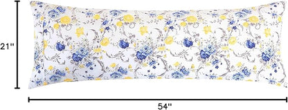 Elegant Comfort Ultra Soft 1-Piece Set Floral Print Pillowcases - 1500 Premium Hotel Quality Microfiber, Soft and Smooth Hidden Zipper Closure 1-Piece Pillow Covers - Body Pillowcase, Gold Jenna