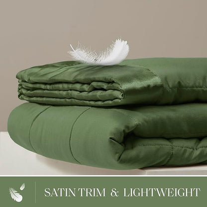 Madison Park King Blanket Quilted Microfiber, Satin Binding, 3M Scotchgard Moisture Wicking Treatment, Soft and Lightweight Summer Blanket for Couch, Windom, King, Green