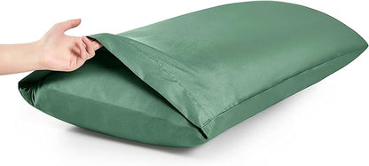 MILVOWOC 2Pcs Brushed Microfiber Body Pillowcases - 20 x 55 Inch, Dark Green Pillow Case Set Non Slip Envelope Pillow Cover with Moisture Absorption and Anti-Wrinkle