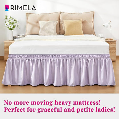 RIMELA Lavender Purple Bed Skirt Queen Size 15 Inch Drop, Wrap Around Elastic Bedskirt, Dust Ruffle for Adjustable Bed Base Machine Washable Easy to Install Bed Skirts
