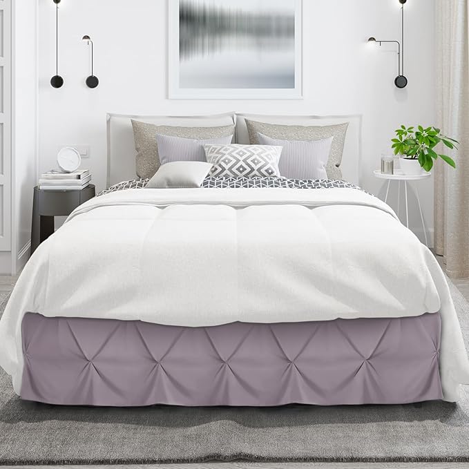 Nestl Dusty Purple Bed Skirt Twin Size, Pinch Pleat Twin Bed Skirt, 14" Inch Drop Twin Bedskirt, Hotel Quality Dusty Purple Bed Skirts, Microfiber Bedskirt for Twin Bed, Dusty Purple Twin Bed Skirt