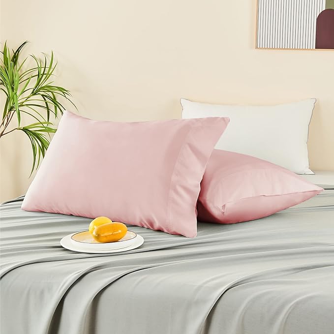 BEDELITE Pillow Cases Queen Size Set of 2, Rayon Derived from Bamboo, Cooling Pillow Cases for Hot Sleepers & Night Sweats, Breathable and Silky Soft Envelope Pillowcases(Coral, 20"x30")