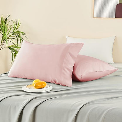 BEDELITE Pillow Cases Queen Size Set of 2, Rayon Derived from Bamboo, Cooling Pillow Cases for Hot Sleepers & Night Sweats, Breathable and Silky Soft Envelope Pillowcases(Coral, 20"x30")
