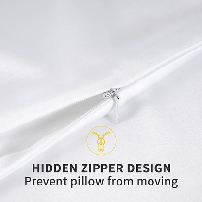 ZIMASILK 100% Pure Mulberry Silk Pillowcase for Hair and Skin Health,Soft and Smooth,Both Sides Premium Grade 6A Silk,600 Thread Count,with Hidden Zipper,1pc(Throw 18''x18'',White)
