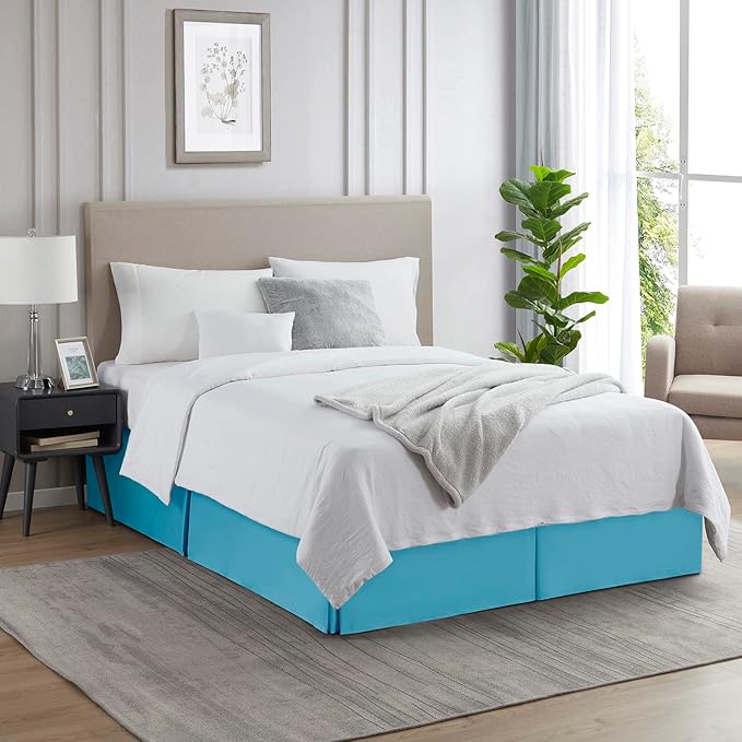 Nestl Beach Blue Bed Skirt Cal King Size - Cal King Bed Skirt 14 Inch Drop - Brushed Microfiber Bed Skirts - Hotel Quality Pleated Bed Skirt - Shrinkage & Fade Resistant