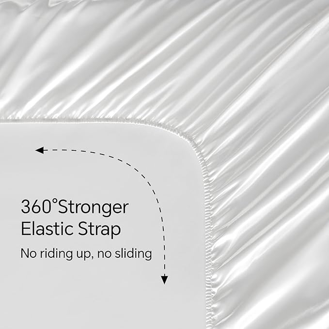 BEDELITE California King Sheets Set, Luxury Soft White Satin Sheets for Hair and Skin, Similar to Silk Bed Sheets Set 4 Pieces with 1 Deep Pocket Fitted Sheet, 1 Flat Sheet, and 2 Pillowcases