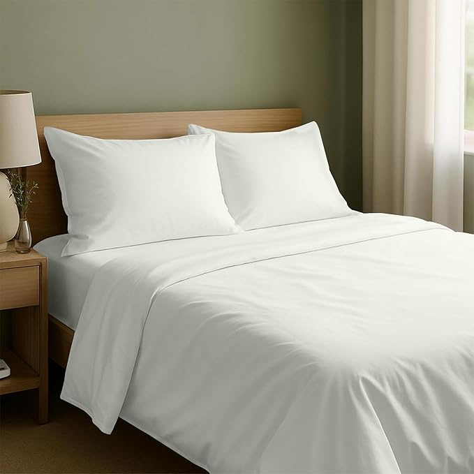 California Design Den King Sheet Set - Natural 100% Cotton Sateen Sheets King Size Set with Deep Pockets, Soft Sateen Weave, Breathable and Durable Bedding Ivory (Eggshell)