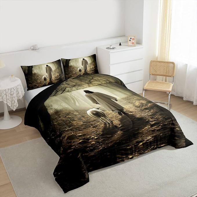 Castle Fairy Sheep Print Boys Girls Comforter Set Full Size,Mysterious Jungle Duvet Set Kids Bedroom Decor,Wild Animals Microfiber Soft Bedding with 2 Pillowcases