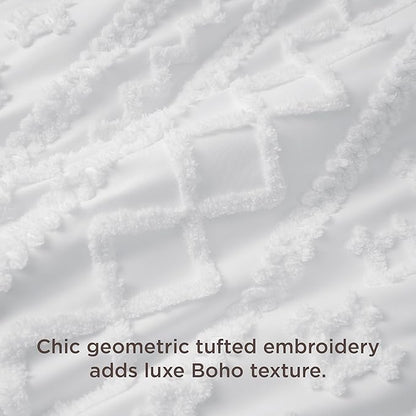Bedsure Boho Duvet Cover Cal King Size, Soft & Comfortable Elegant Design Boho Bedding for Decoration, Machine Washable Comforter Cover for All Seasons,Includes 1 Duvet Cover & 2 Pillow Shams,White