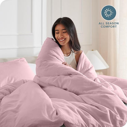 Bare Home Bedding Duvet Cover California King Size - Premium 1800 Super Soft Collection - Lightweight, Cooling - Soft Breathable Bedding Duvet Cover (Cal King, Dusty Pink)