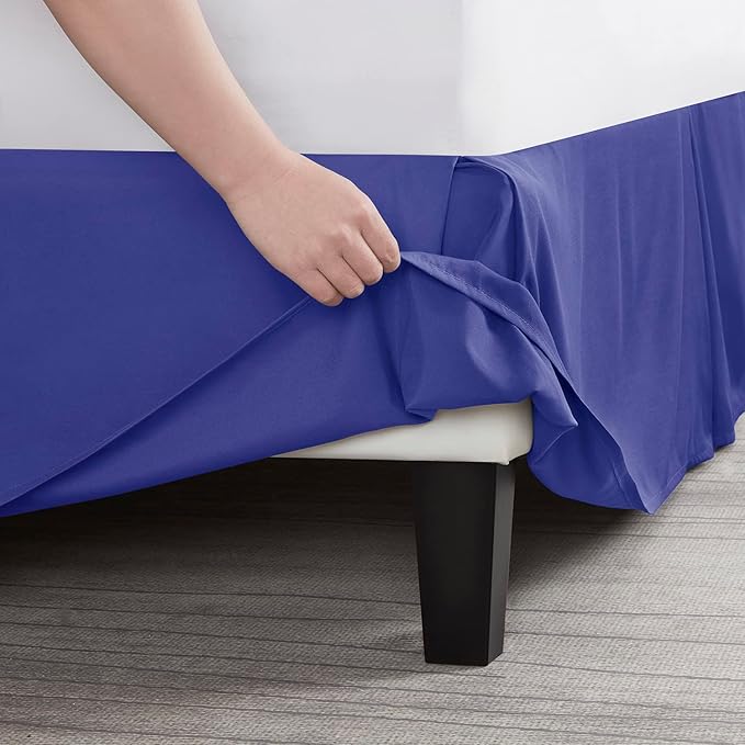 Nestl Royal Blue Full XL Bed Skirt - Full XL Size Bed Skirt 14 Inch Drop - Brushed Microfiber Bed Skirts - Hotel Quality Pleated Bed Skirt - Shrinkage & Fade Resistant