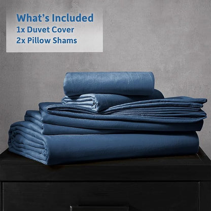 Nestl Navy Blue California King Duvet Cover Sets - Soft Prewashed Cal King Duvet Cover, 3 Piece, with Zipper Closure, 1 Duvet Cover 104x98 inches and 2 Pillow Shams