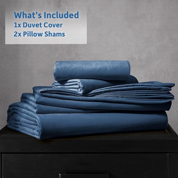 Nestl Navy Blue Duvet Cover Queen Size - Soft Prewashed Queen Duvet Cover Set, 3 Piece, with Zipper Closure, 1 Duvet Cover 90x90 inches and 2 Pillow Shams