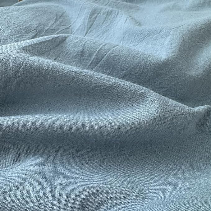 FACE TWO FACE Bedding Duvet Cover Set100% Washed Cotton Duvet Cover Linen Like Textured Breathable Durable Soft Comfy (Full, Deep Gray Blue)