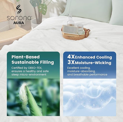 Amélie Home Waffle Cooling Comforter Twin Size, Q-Max 0.45 Reversible Lightweight Cooling Blanket for Hot Sleepers, Breathable Bedding for Night Sweats, 68"x90", White