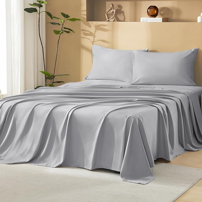 Litanika Light Grey Queen Size Comforter Set with Sheets - 7 Pieces Bed in a Bag Queen Boho Tufted Complete Bedding Sets with Comforter, Sheets, Pillowcases & Shams