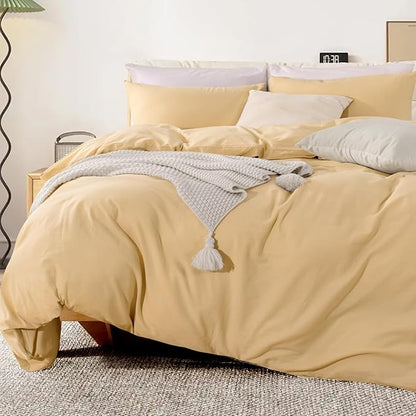 NEXHOME PRO Duvet Cover Set 100% Washed Cotton California Kingn 104"x98", Organic Natural Linen Look Textured 3 Pieces Bedding Set with Zipper Closure, Breathable (No Comforter)