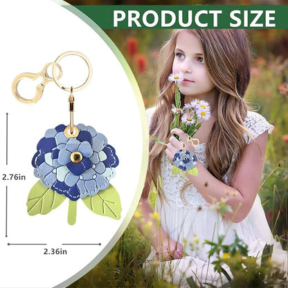 BORKUANA Leather Keychain Holder Case Compatible with AirTag,Cute Protective Cover with Keyring