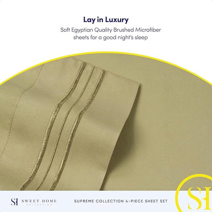 California King Sheet Sets - Breathable Luxury Sheets with Full Elastic & Secure Corner Straps Built In - 1800 Supreme Collection Cal King Deep Pocket Bedding Set, Sheet Set, California King, Sage