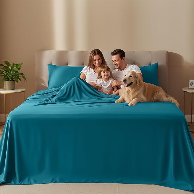 Utopia Bedding Queen Size Sheet Set – 4 Piece Bed Sheets, Soft and Breathable Microfiber, Includes 1 Fitted Sheet, 1 Flat Sheet and 2 Pillowcases – Oeko Tex (Denim Blue)