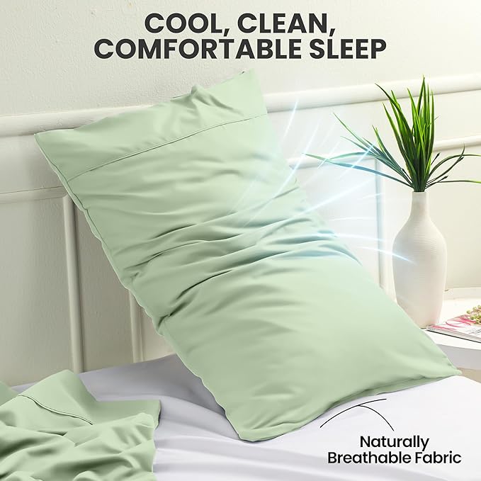 Utopia Bedding King Pillow Cases - 2 Pack - Envelope Closure - Soft Brushed Microfiber Fabric - Shrinkage and Fade Resistant Pillow Covers King Size 20 X 40 Inches (King, Sage)