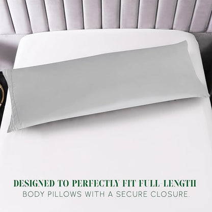 Elegant Comfort Luxury Ultra-Soft 1-Piece Body Pillowcase - 1500 Premium Hotel Quality Microfiber Double Brushed - Wrinkle Resistant, Body Pillowcase Size, Silver