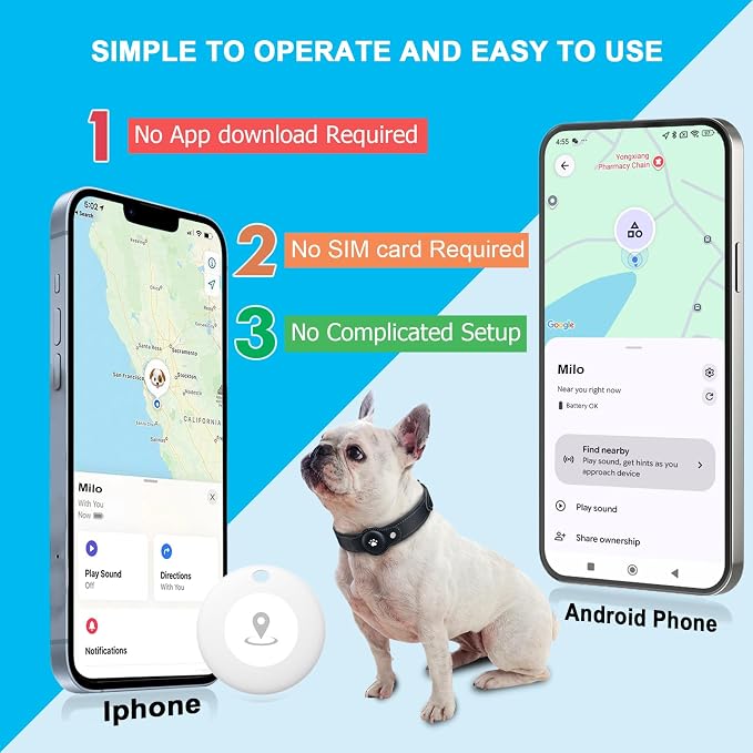 New GPS Tracker for Dogs: Smart Pet Collar with Real-Time Tracking,No Monthly Fee/Subscription (iOS & Android) Waterproof, Anti-Lost,365-Day Long Battery Life GPS Tracker Dog Collar(Tracker Included)