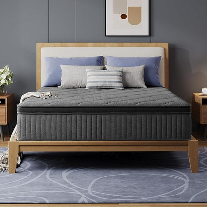 Avenco 10 Inch King Size Mattress, Hybrid Mattress with Smarts Coil™ Pocket Springs for Targeted Support and NanoGel™ Memory Foam for Cool Night Sleep & Motion Isolation, CertiPUR-US Certified