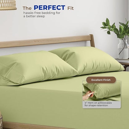 Thread Spread 100% Egyptian Cotton King Size Pillow Cases Set of 2 - Luxury 1000 Series Paradise Collection Pillow Cases King Size (Sage Green), Soft Cooling Hotel Egyptian Cotton Pillowcases
