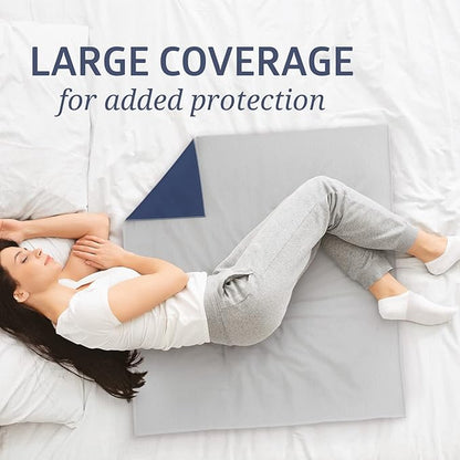 Medline Washable Bed Pads for Incontinence, Large 34 x 36 inch Reusable Underpads, 4 Pack, Pee Pads for Dogs, Adults, Kids and Baby, Navy with Gray Top Sheet