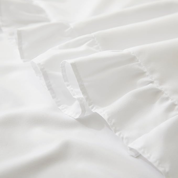 KKJIAF Ruffle Body Pillow Cases Set of 1, Ruffled Pillow Covers with Envelope Closure, Body Pillowcases Size of 20" x 54", Ruffled Long Pillow Shams, White