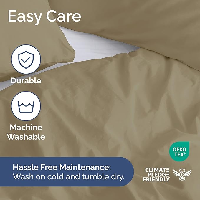 Duvet Cover Cal King Size Set - Extra Soft Cal King Duvet Cover 104" x 98" with 2 Pillow Shams - Hotel Luxury, Easy Care & Fade Free with Zipper Closures & Ties - Comfy, Cozy and Breathable (Khaki)