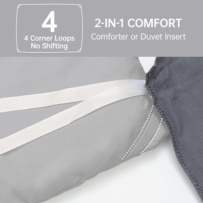 MUXHOMO Full Comforter Sets, All Season Ultra Soft Down Alternative Bedding - 3 Piece Lightweight Bed Set Includes 1 Comforter (82"x86") and 2 Pillow Shams (20"x26"), Light Grey