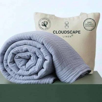 CLOUDSCAPE 100% Cotton Muslin Blanket Twin Size, 4 Layer Oversized 68x92 Fits Twin XL Bed, Soft Breathable, Lightweight, Summer Blanket for Adults, Perfect Spring Gift for All Season- Lavender Blue