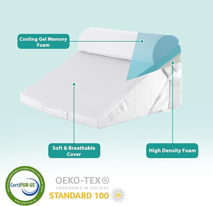 3Pcs Orthopedic Bed Wedge Pillow Set, Foam Wedge Pillow Post Surgery for Back, Leg and Knee Support, Adjustable 9&12 Inch Folding Triangle Pillow for Sleeping, Acid Reflux, Snoring, White