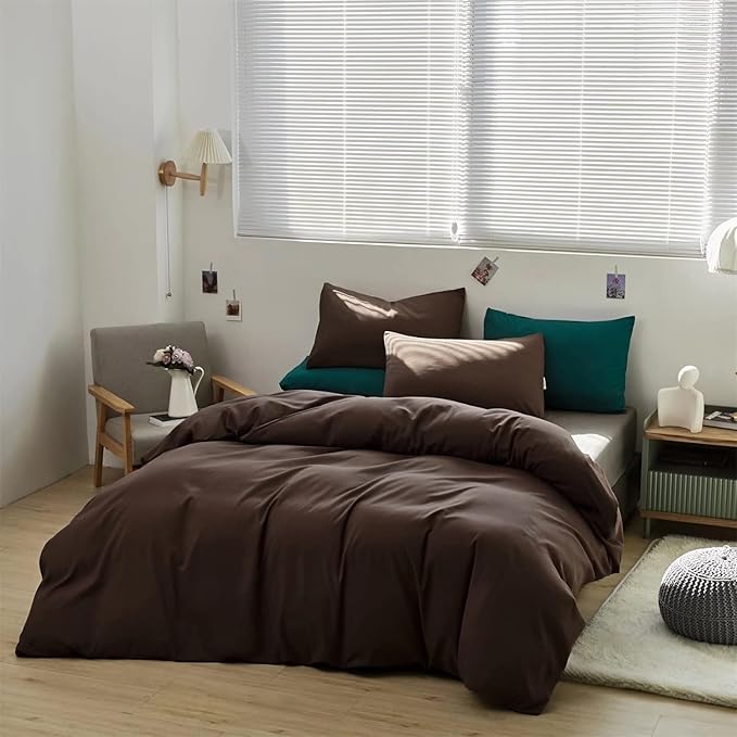Houseri Brown Cal King Comforter Set Mocha Bedding California Size Coffee Color Cali Dark Colored Sets Vintage Solid Chocolate Blanket Oversized, King(96''*104''-Comforter)