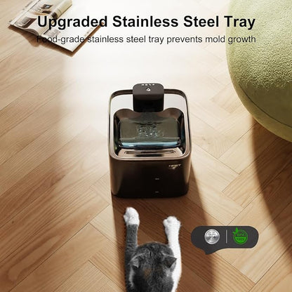 NPET Wireless Cat Water Fountain, 4L/135oz Pet Fountain with Smart Sensor, 4000mAh Rechargeable Battery Operated & Quiet Pump, Automatic Cordless Water Dispenser with 4Pcs Filters
