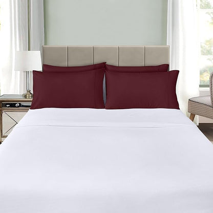 Utopia Bedding Queen Pillow Cases - 4 Pack - Envelope Closure - Soft Brushed Microfiber Fabric - Shrinkage and Fade Resistant Pillow Covers Queen Size 20 X 30 Inches (Queen, Burgundy)