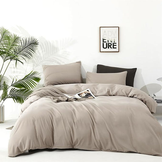 Cottonight Beige Khaki Comforter Set King Light Khaki Bedding Comforter Set Oatmeal Solid Blanket Quilts Modern Soft Breathable 3 Piece Cream Coffee Bedding Set for Women Men King Bed