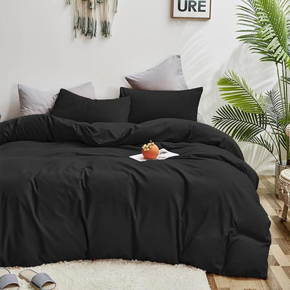Luxlovery Black Comforter Set Twin Teen Kids Boys Solid Black Bedding Comforter Twin Size Dark Color Quilts Blanket Soft Breathable Lightweight Fluffy Comforter Set Twin Size