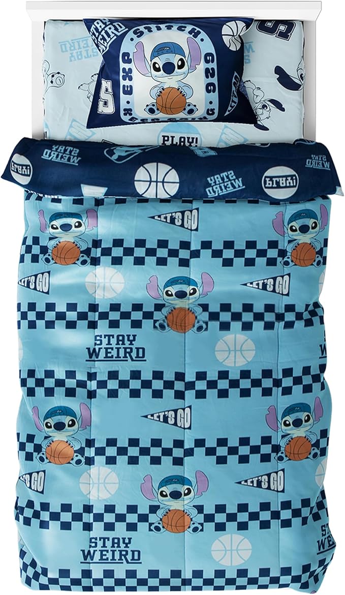 Northwest Disney Lilo & Stitch Twin Comforter Set, Reversible Design Ultra Soft Fade Resistant Microfiber Kids Bedding Set, Officially Licensed | Reversible Design, Ultra Soft, Fade Resistant, Microfiber, Kids Bedding, Officially Licensed