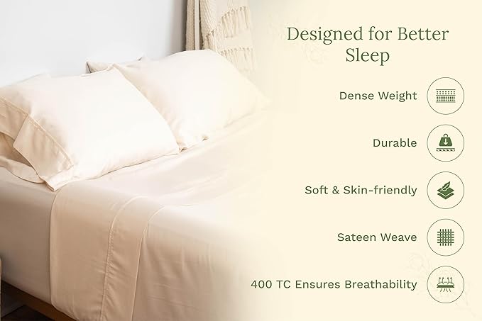 Organic Cotton Standard Size Pillowcases - Off-White, GOTS Certified, 400 Thread Count, 21"x30", Unbleached, Dye-Free All Natural 100% Cotton Pillow Cases (Off-White, Standard Size - Set of 2)