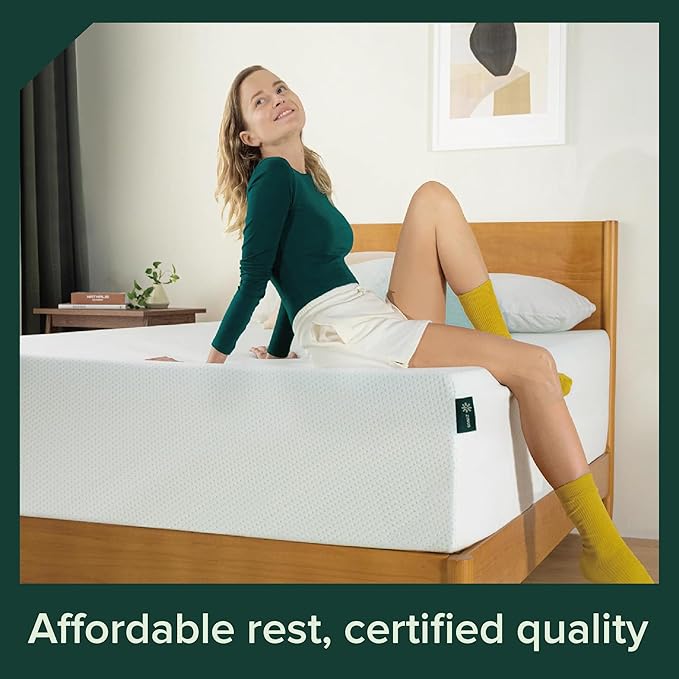 Zinus 12 Inch Full Green Tea Memory Foam Mattress [New Version], Fiberglass Free, Medium Firm Feel, Zoned Pressure Relief, Certified Safe Foams & Fabric, Mattress in A Box