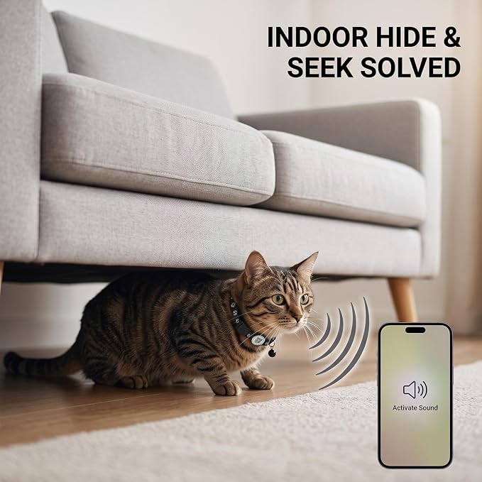 Cat Tracker with QR Code GPS Collar for Cats Electronic Pet Locator Waterproof Compatible with Apple Find My Advanced Tracking Solution Smart Collar Ideal for Small to Large Cats No Monthly Fee