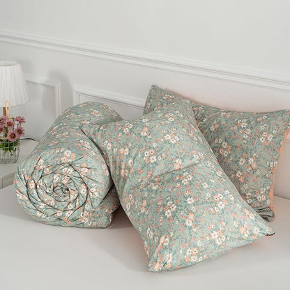 Floral Full Comforter Set 3 Pieces Soft Chic Garden Style Vintage Print Lightweight Botanical Flower