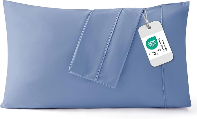 Bedsure King Size Pillow Cases Set of 2 - Slate Blue Brushed Microfiber Pillowcases 2 Pack, Super Soft Pillow Case Cover with Envelope Closure for Kids, Wrinkle, Fade Resistant, 20x36 Inches