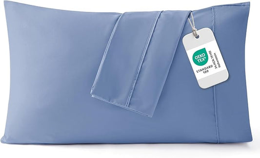 Bedsure King Size Pillow Cases Set of 2 - Slate Blue Brushed Microfiber Pillowcases 2 Pack, Super Soft Pillow Case Cover with Envelope Closure for Kids, Wrinkle, Fade Resistant, 20x36 Inches