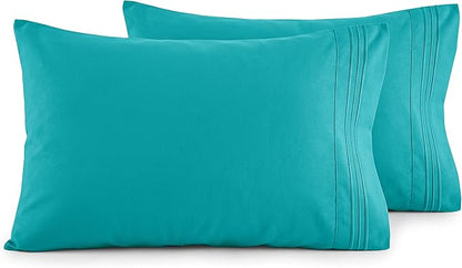 Elegant Comfort Luxury Ultra-Soft 2-Piece Pillowcase Set - 1500 Premium Hotel Quality Microfiber Double Brushed - Wrinkle Resistant, King Size, Turquoise